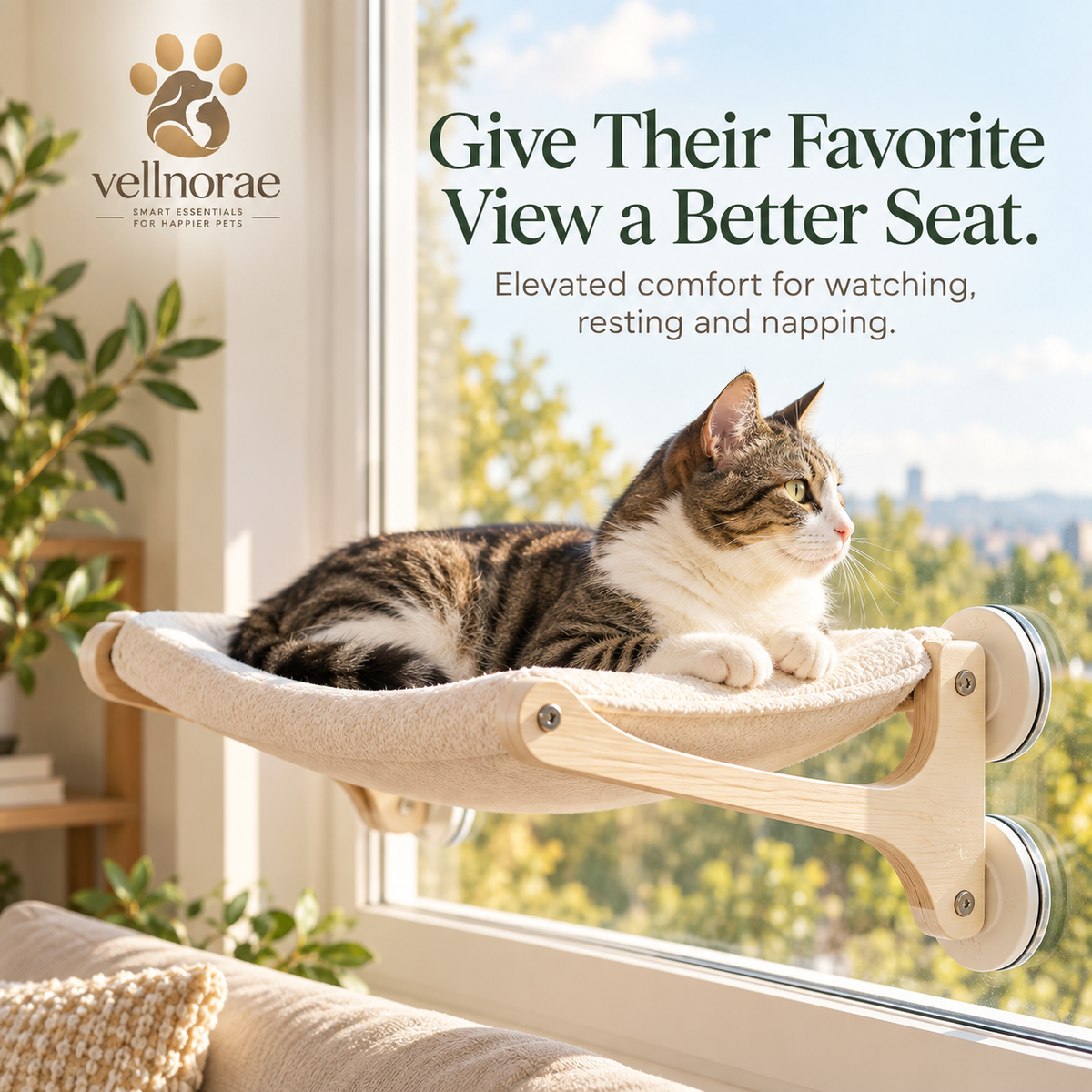 vellnorae® Modern Cat Window & Wall Lounger