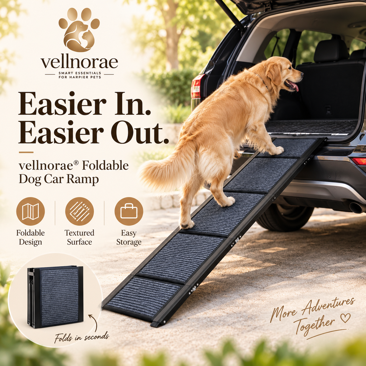 vellnorae® Foldable Dog Car Ramp