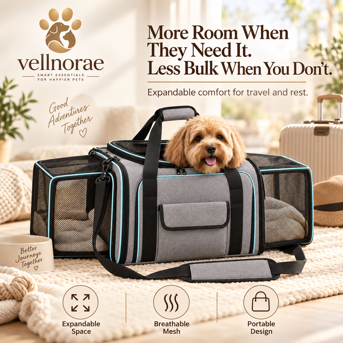 vellnorae® Expandable Pet Carrier Backpack
