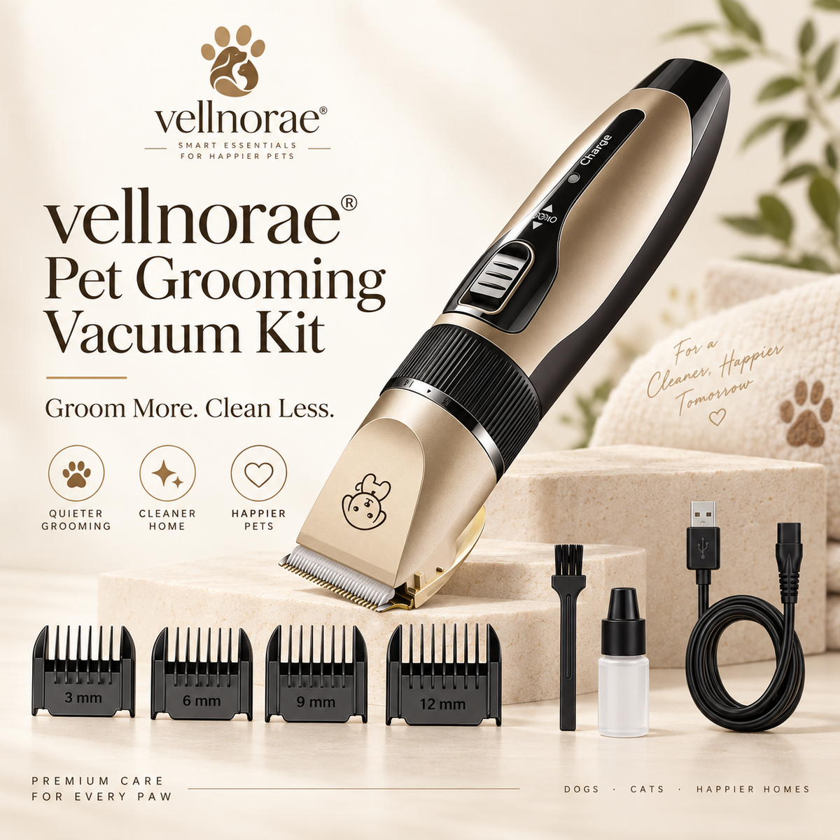 vellnorae® Pet Grooming Vacuum Kit
