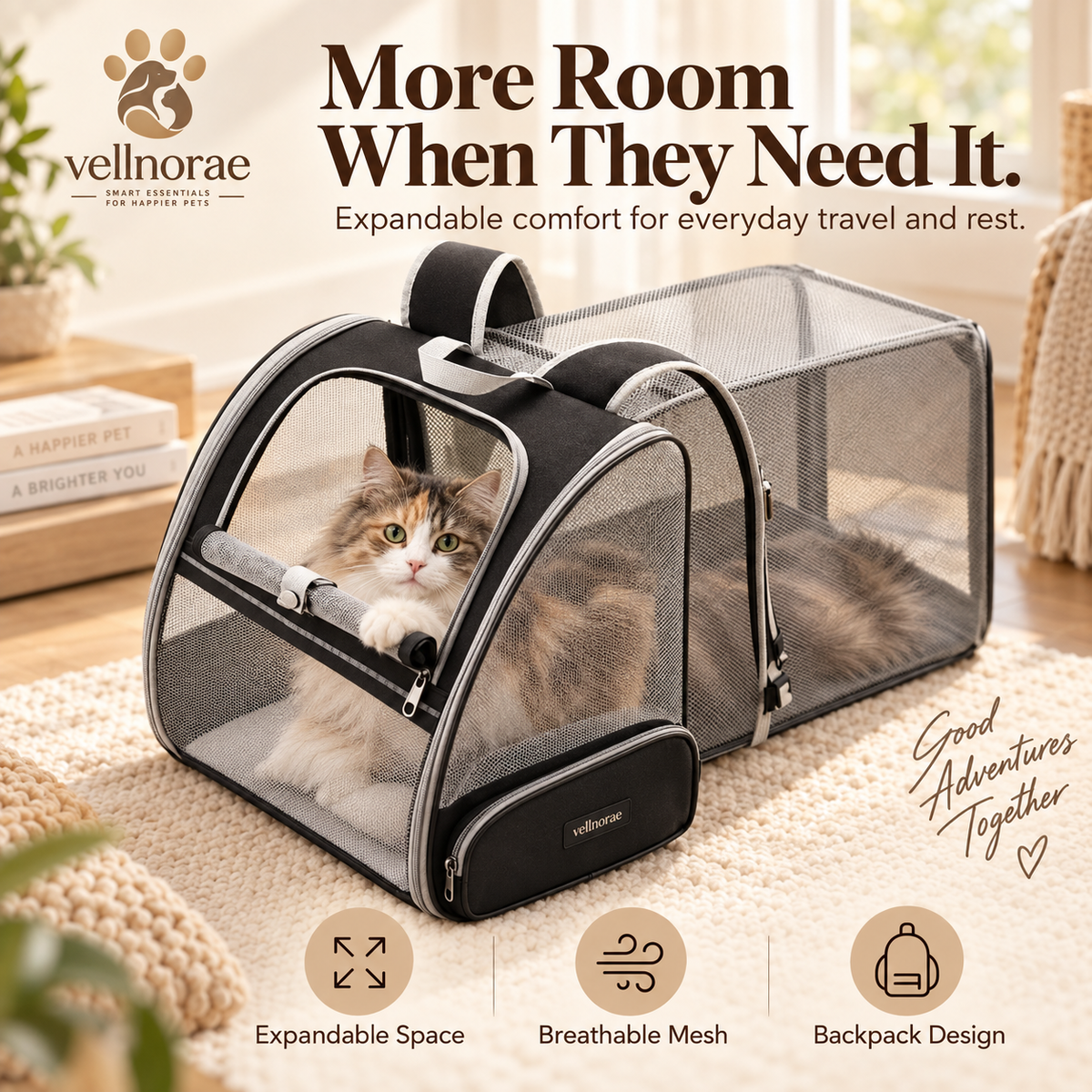 vellnorae® Expandable Cat Backpack Carrier