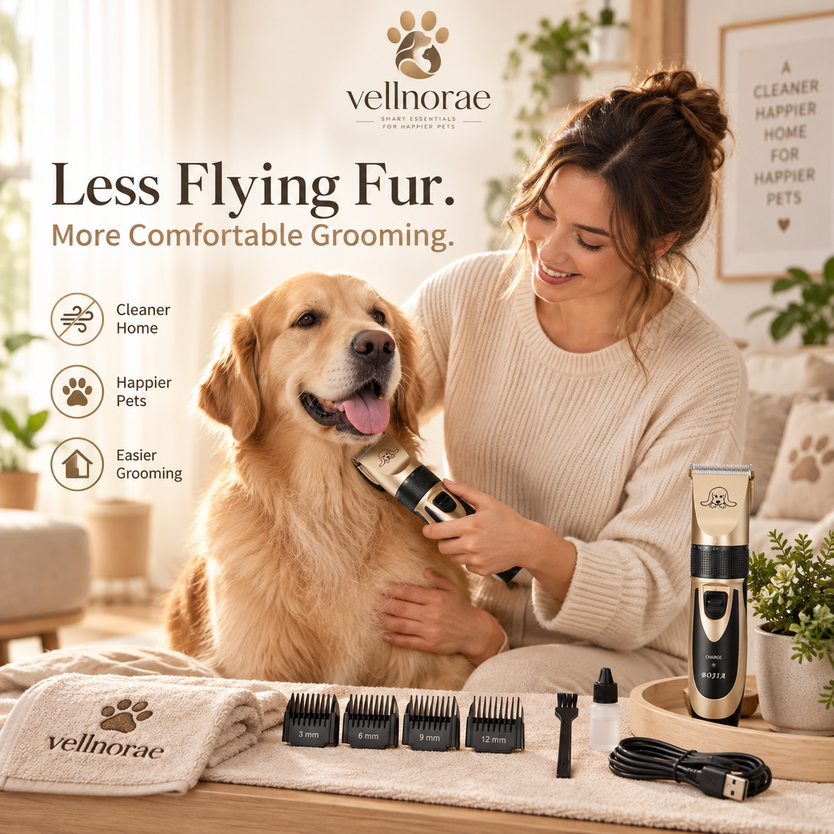 vellnorae® Pet Grooming Vacuum Kit