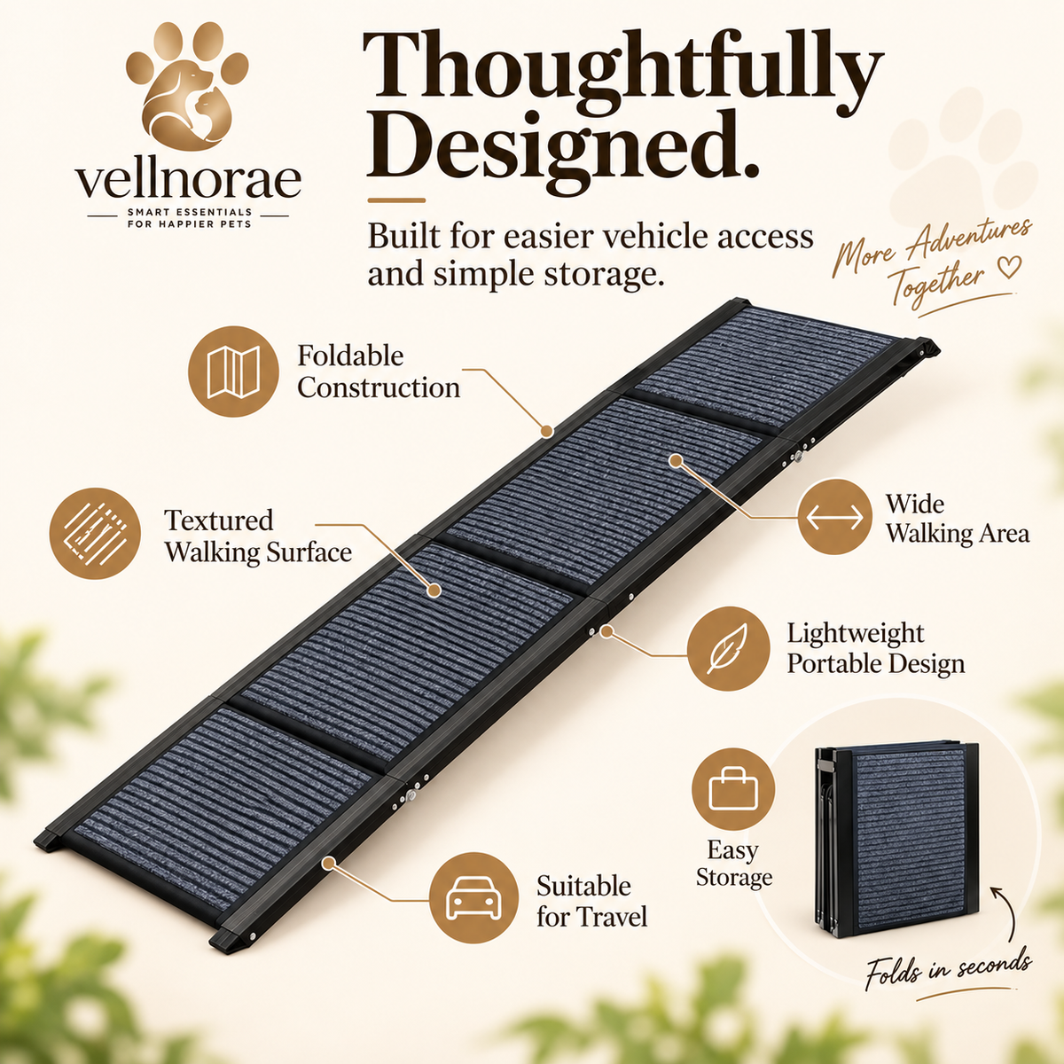vellnorae® Foldable Dog Car Ramp