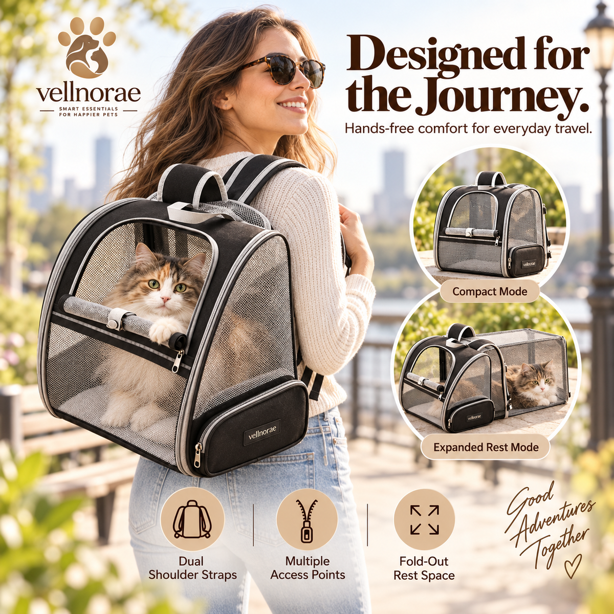 vellnorae® Expandable Cat Backpack Carrier