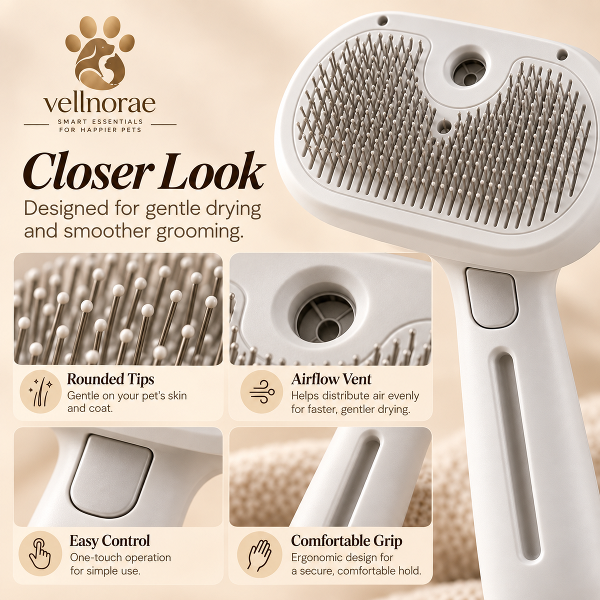 vellnorae® Pet Grooming Brush