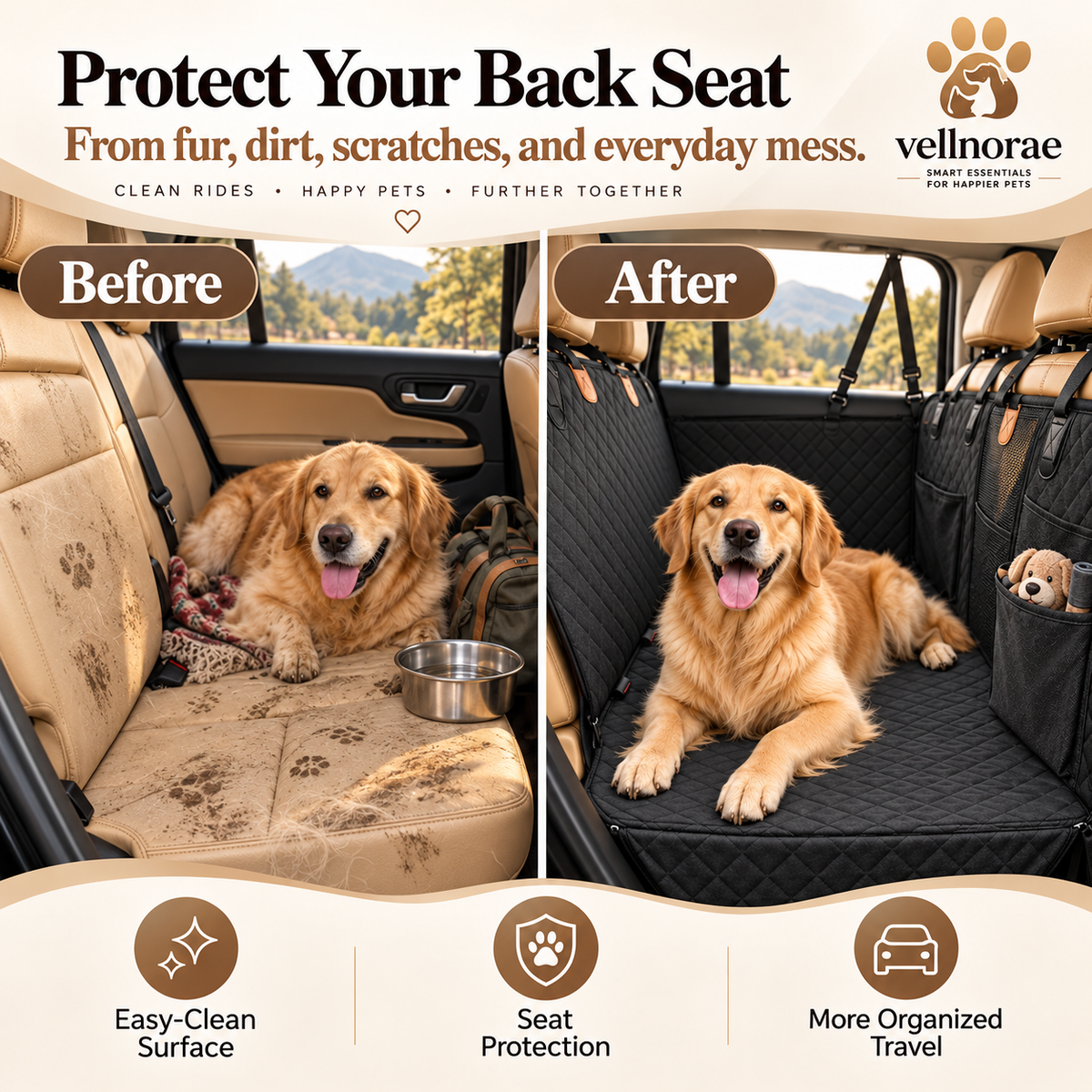 vellnorae® Premium Dog Car Hammock
