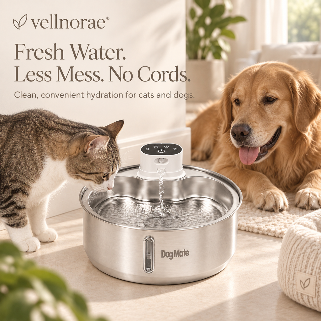 vellnorae® Cordless Stainless Steel Pet Water Fountain
