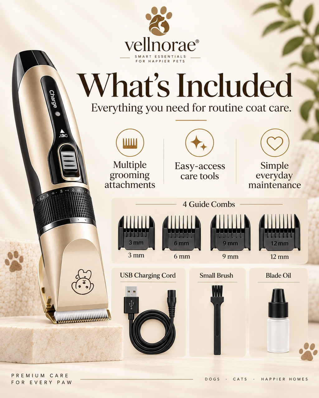 vellnorae® Pet Grooming Vacuum Kit