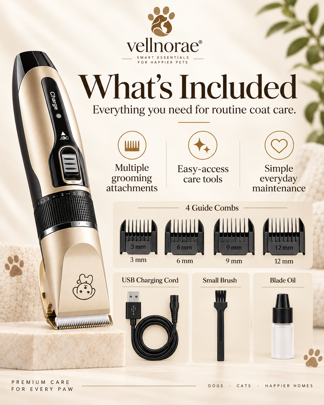 vellnorae® Pet Grooming Vacuum Kit