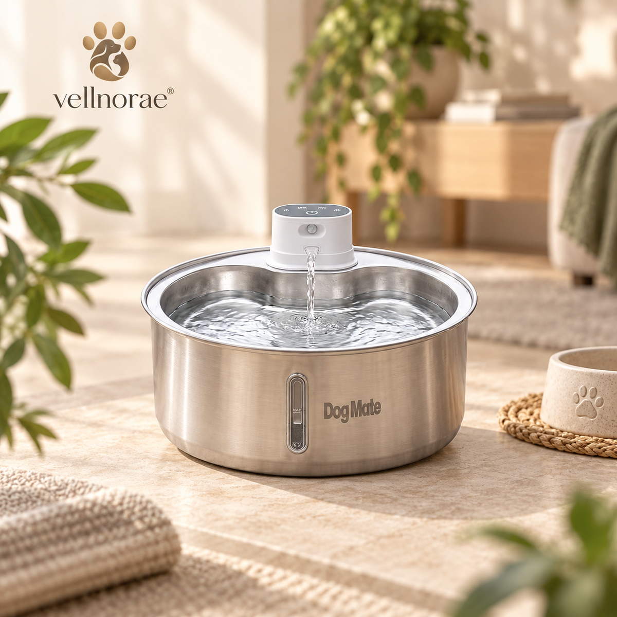 vellnorae® Cordless Stainless Steel Pet Water Fountain