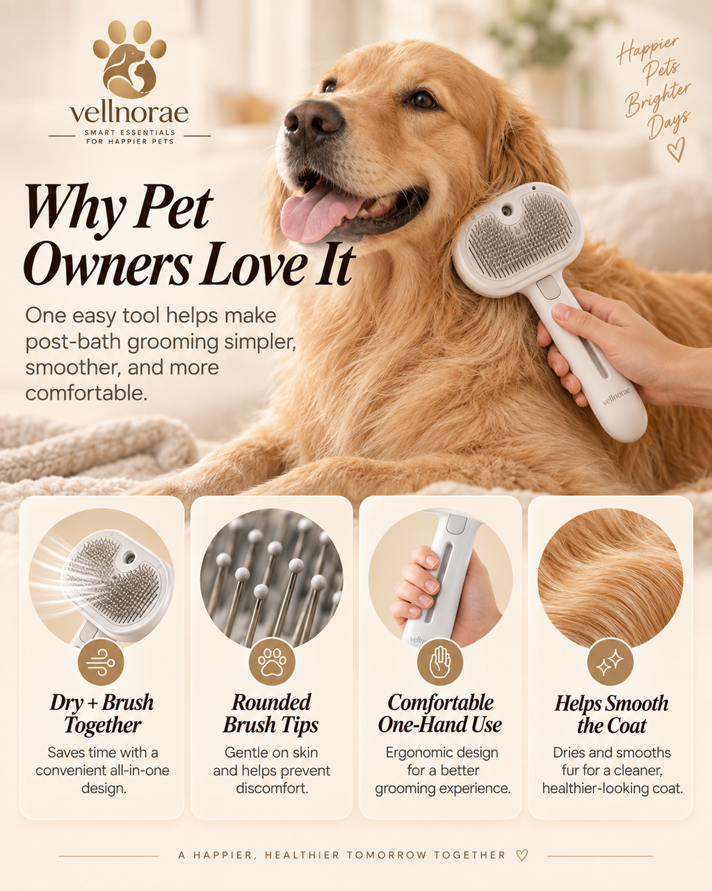 vellnorae® Pet Grooming Brush