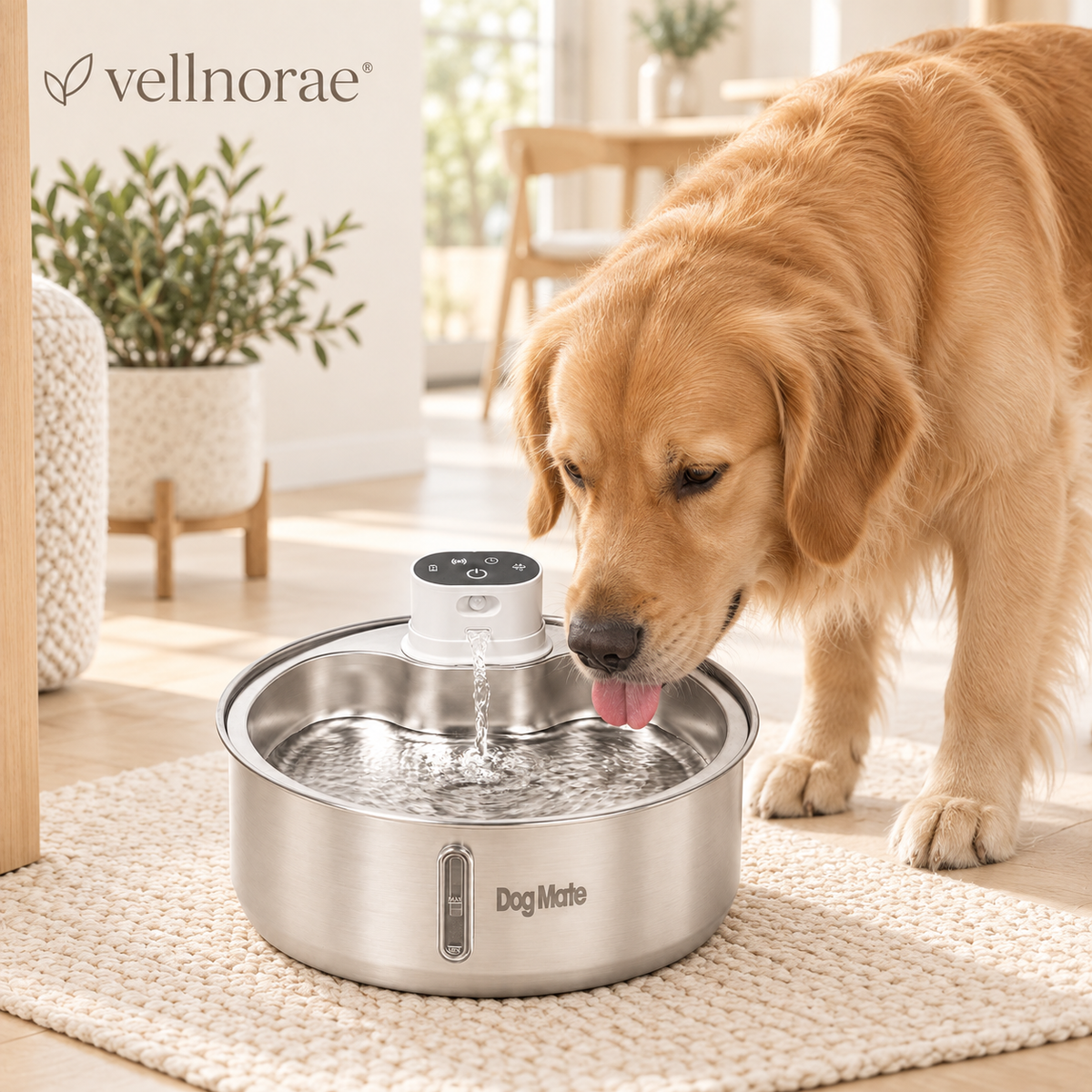 vellnorae® Cordless Stainless Steel Pet Water Fountain