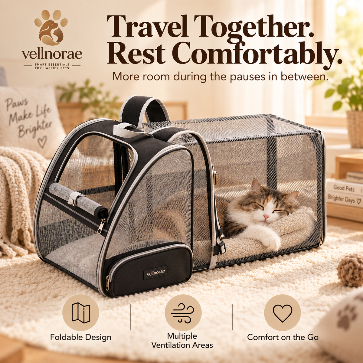 vellnorae® Expandable Cat Backpack Carrier