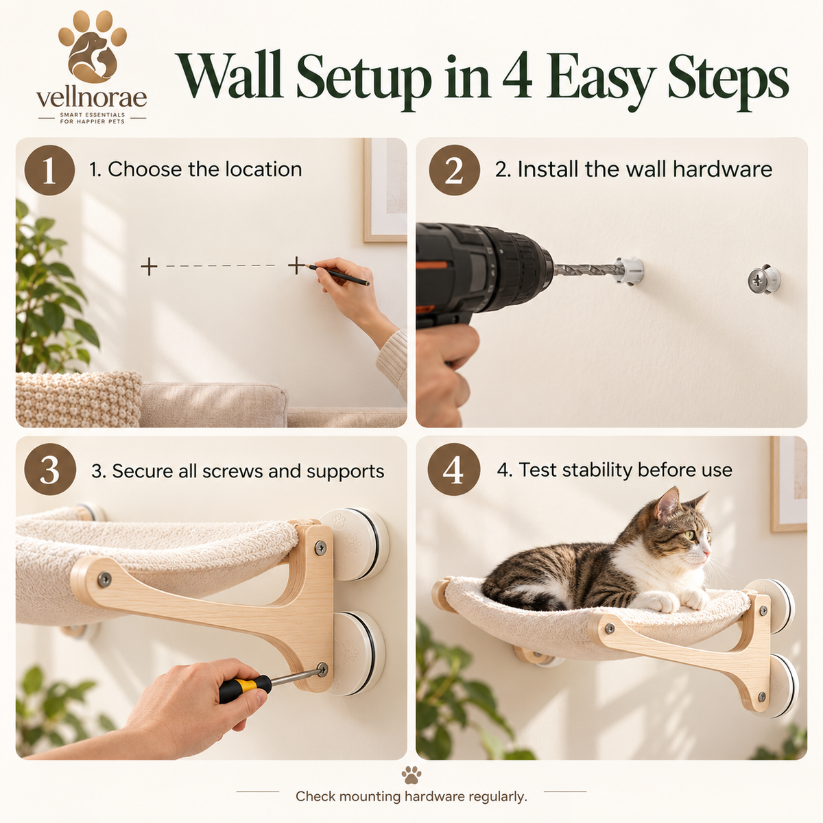 vellnorae® Modern Cat Window & Wall Lounger